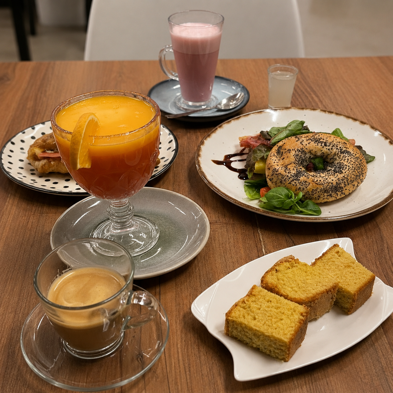 Mesa con platos de desayuno