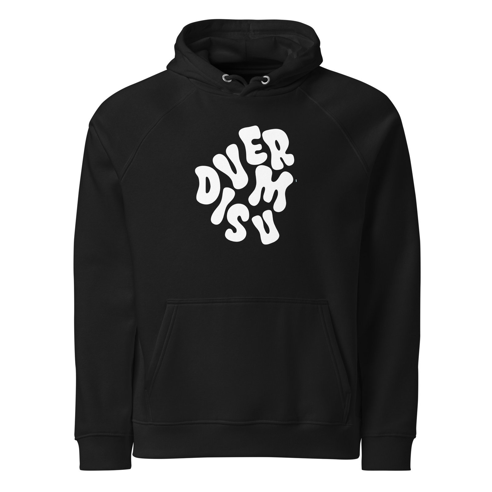 Sudadera negra Diversum, con capucha eco unisex | Tienda solidaria Diversum Vigo